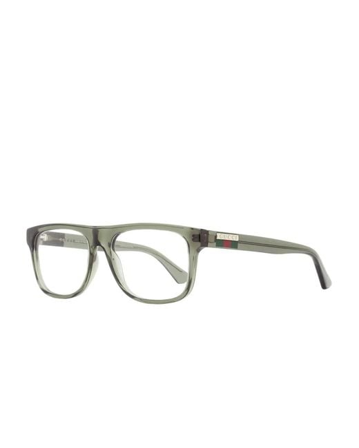 Gucci Gray Rectangular-Frame Logo Glasses for men