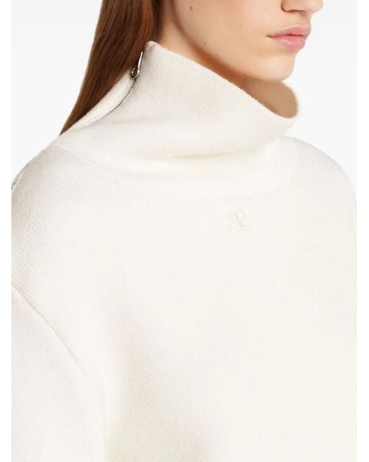 Courreges White High-Neck Zip-Detail Sweater