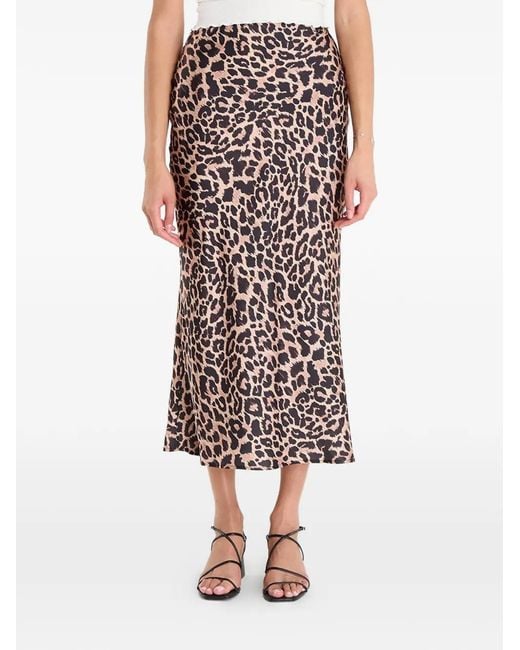 Guess Natural Leopard-Print Midi Skirt