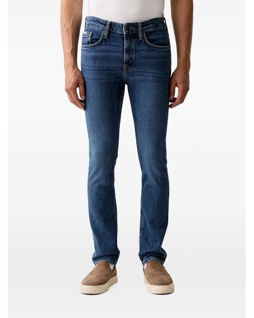 Marc O' Polo Blue Logo-Patch Slim-Fit Jeans for men
