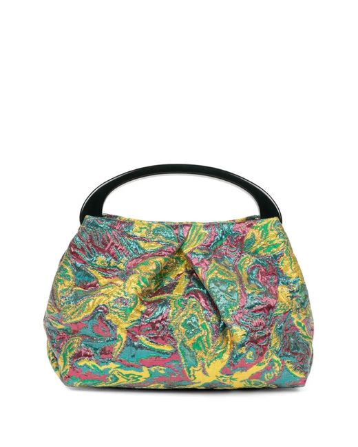 Dries Van Noten Green Small Print Tote Bag