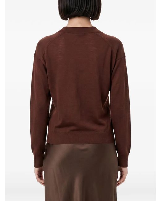 Soeur Brown V-Neck Long-Sleeve Sweater