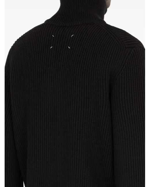 Cardigan En Laine Vierge À Franges Maison Margiela en coloris Black