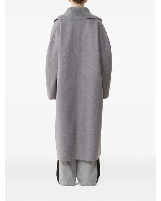 Lanvin Gray Ribbed-Collar Double-Breasted Coat