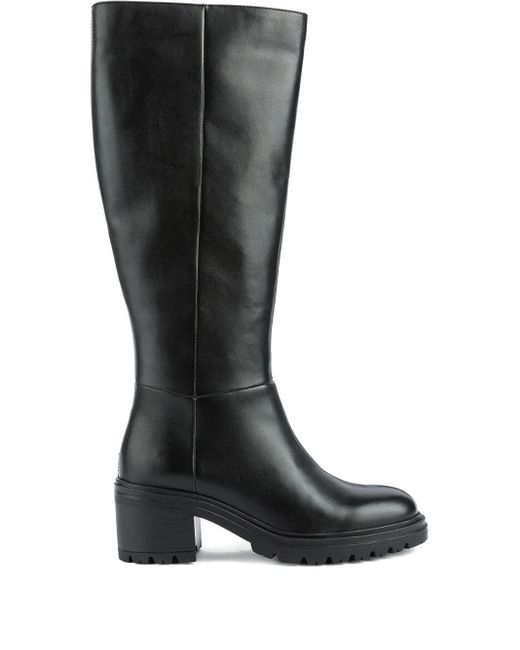 Geox Black Block-Heel Knee-High Boots