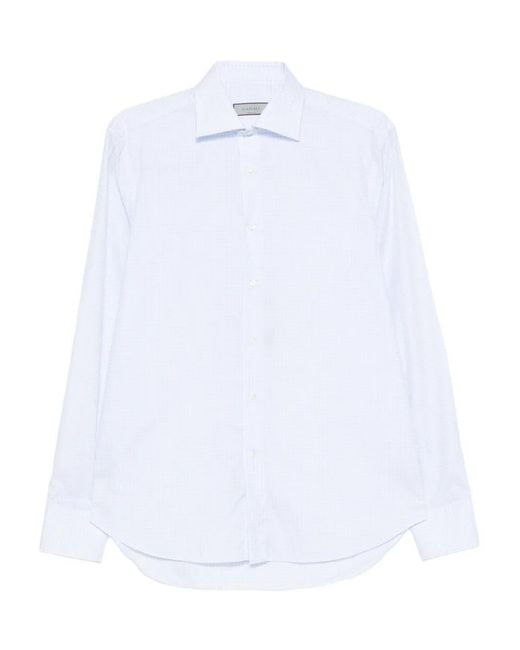 Canali White Gingham Cotton Shirt for men