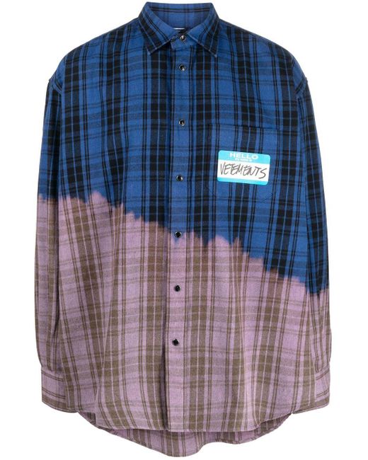 Vetements My Name Is Check Shirt in Blue for Men | Lyst
