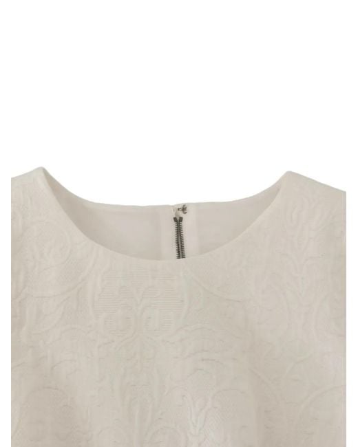 Dolce & Gabbana Natural Floral-Jacquard Midi Dress