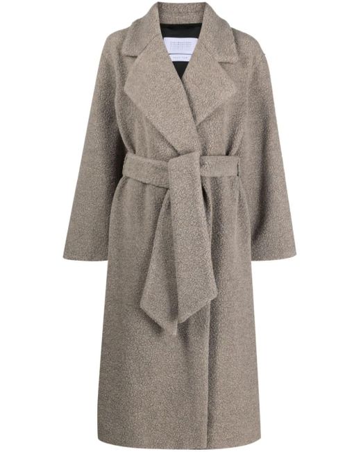Grey belted coat uk cheap