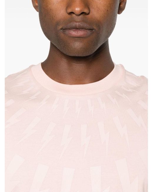 Neil Barrett T-Shirt mit Blitz-Print in Pink für Herren