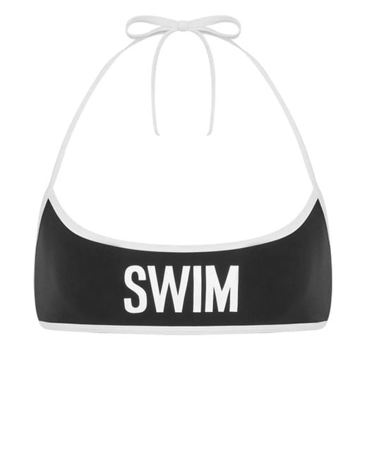 Moschino Black Text-Print Bikini Top