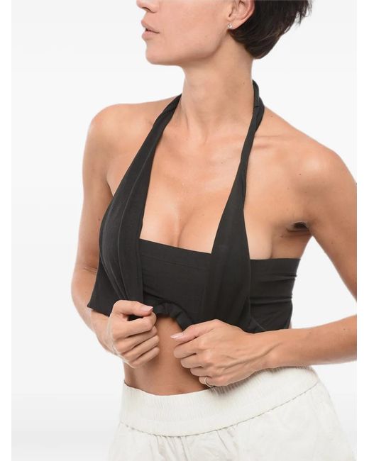 DSquared² Black Lace-Up Crop Top
