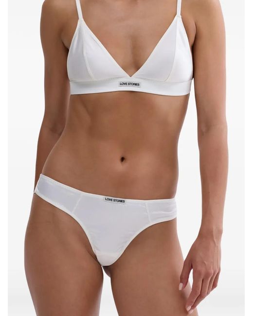 LoveStories White Logo-Patch Thong