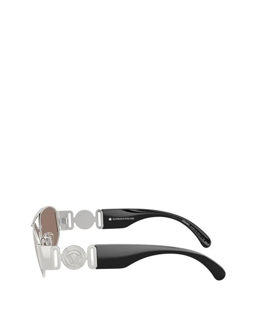 Versace White Medusa Geometric-Frame Sunglasses for men