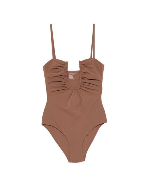 Christopher Esber Brown Arced Ruched Swimsuit