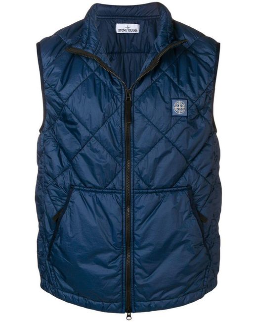 Stone Island Blue Quilted Gilet for men