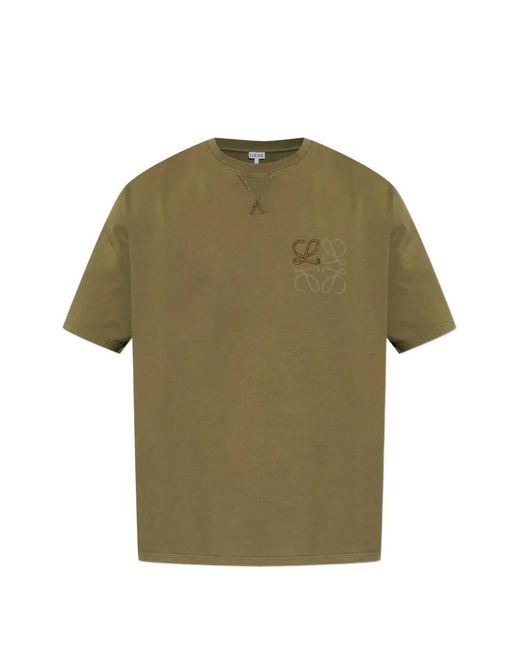 Loewe Green Embroidered T-Shirt for men