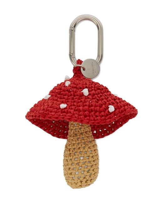 Jil Sander Red Woven Raffia Mushroom Charm