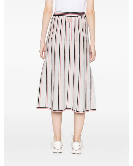 J.Lindeberg White Striped Knit Midi Skirt