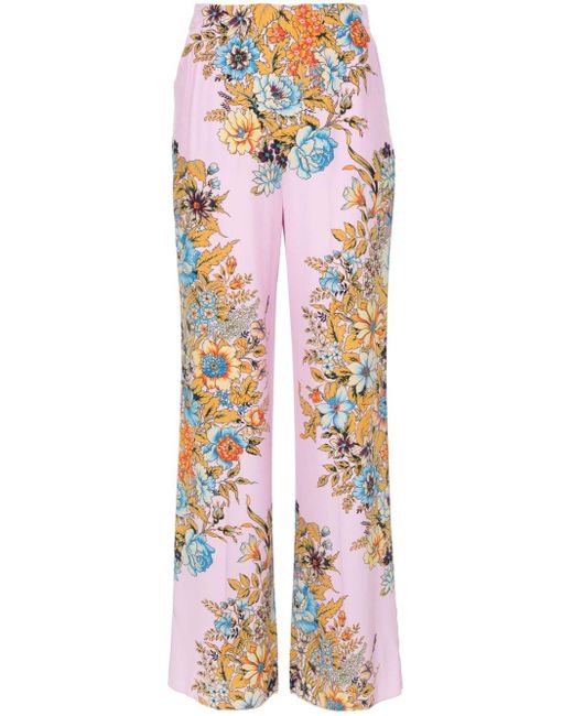 Pantalones rectos con estampado floral Etro de color White