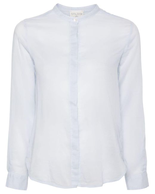 Forte Forte White Semi-sheer Band-collar Shirt