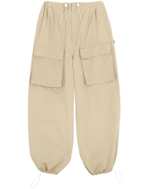 MM6 by Maison Margiela Natural Cotton Gabardine Wide-Leg Trousers