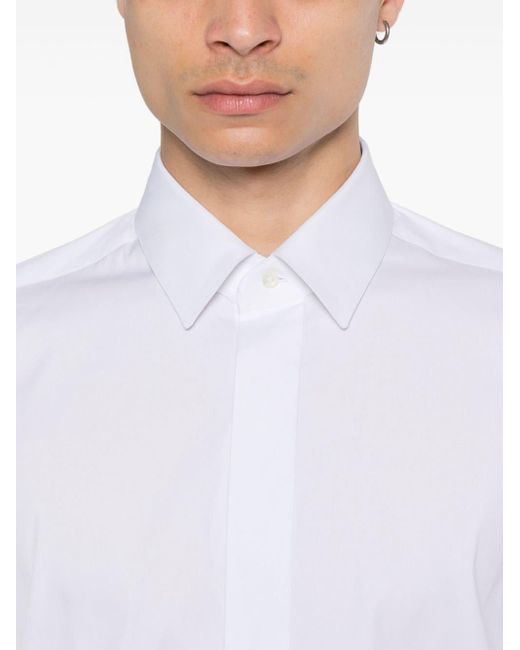 Mazzarelli White Classic-collar Poplin Shirt for men