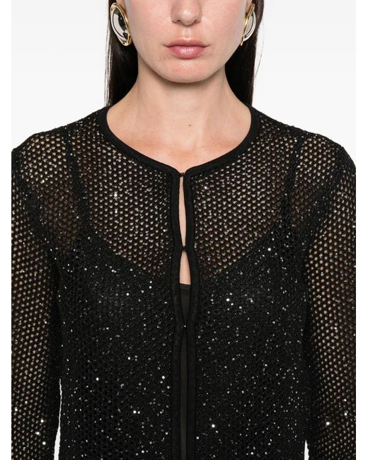Maje Black Rhinestone Knit Cardigan