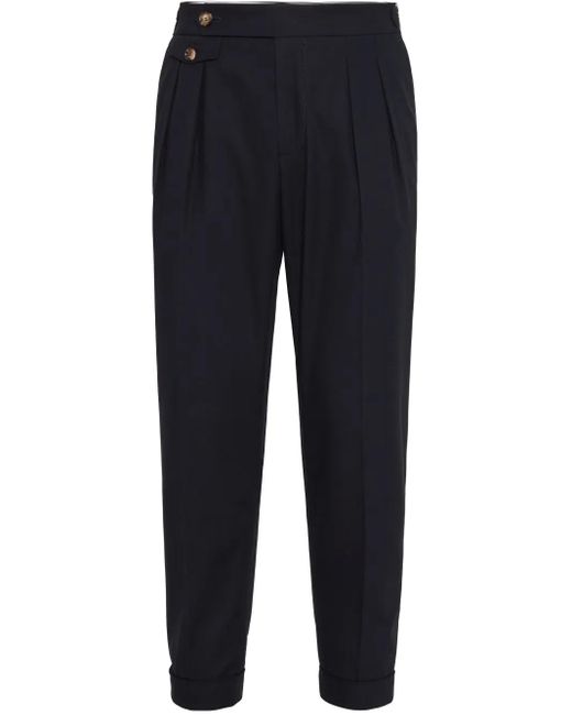 Brunello Cucinelli Blue Cotton Twill Trousers for men