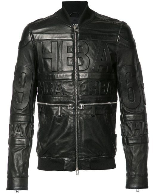 Hood By Air Black Leather Bomber Jacket for men