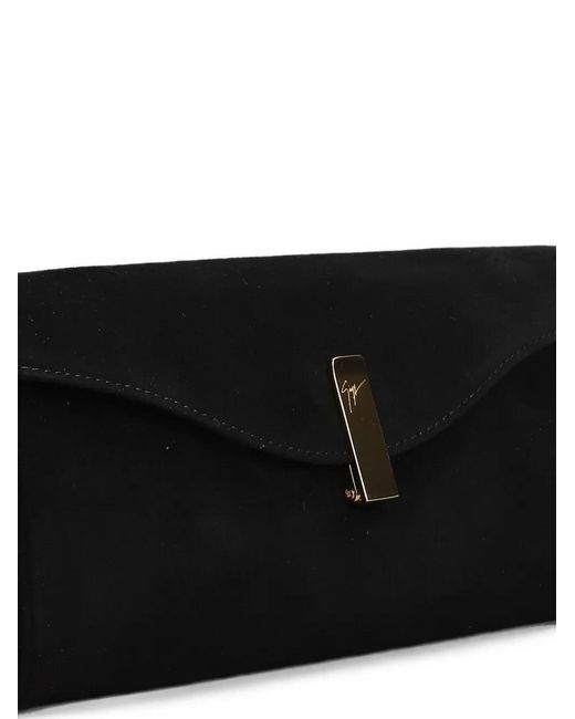 Giuseppe Zanotti Black Logo-Plaque Chain-Link Clutch Bag