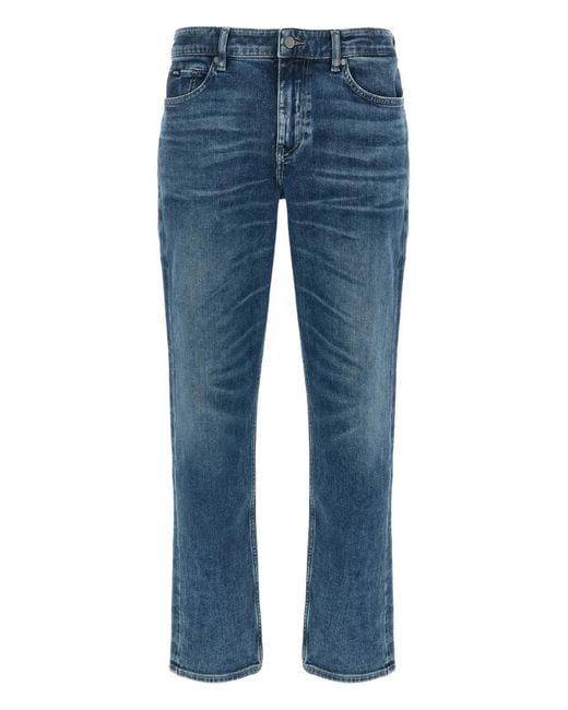Boss Blue Cotton Denim Trousers for men