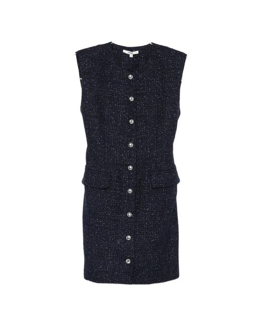 Maje Blue Button-Up Mini Dress