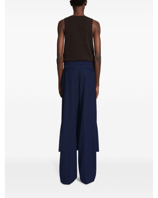 Dries Van Noten Blue Skirt-layered Straight Trousers for men