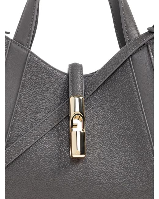 Furla Gray Panelled Clasp Tote Bag
