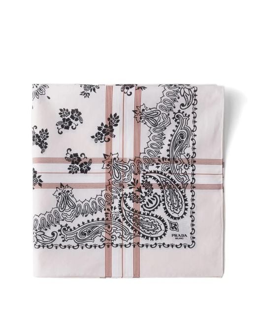 Prada White Foulard Volanté À Franges