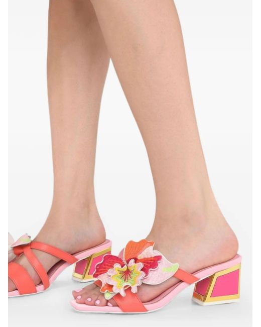 Kat Maconie Red Sandales Eve À Fleurs Appliquées