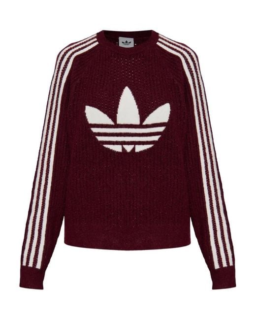 Adidas Red Logo Stripe Knitwear