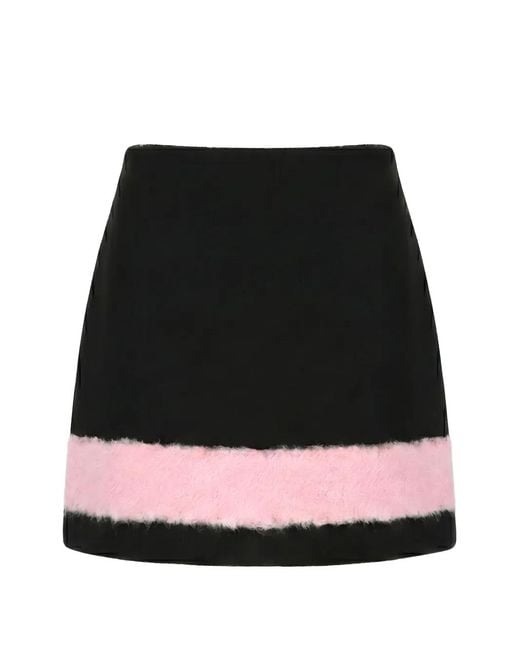 MSGM Black Faux-Fur Trim Mini Skirt