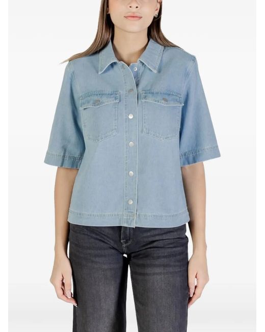 ONLY Blue Chemise En Jean À Manches Courtes