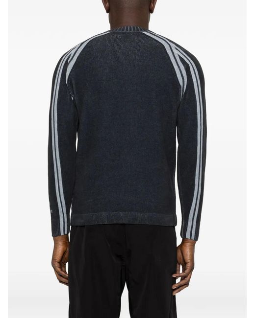 C P Company Black Cotton Chenille Double Dyed Crewneck Sweater for men