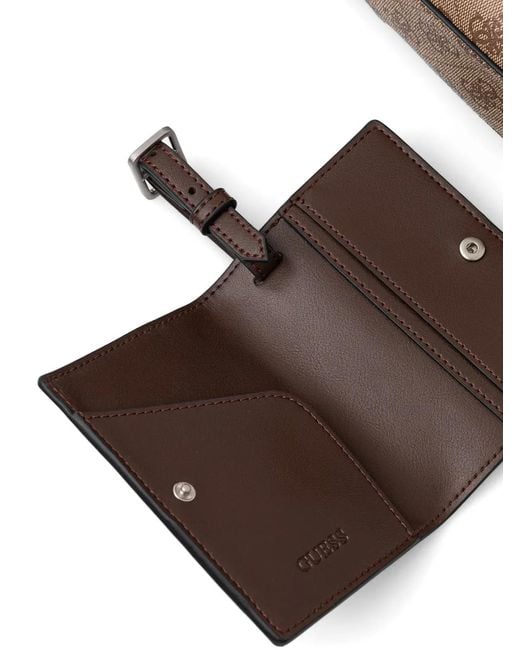 Guess Brown Milano Logo-Print Briefcase for men