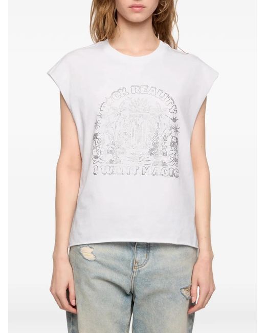 Zadig & Voltaire White Cloe Crew-Neck T-Shirt