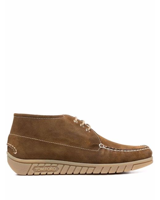 Tom Ford Brown Contrasting Suede Ankle Boots for men