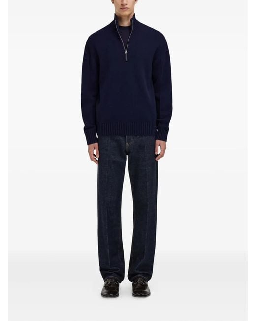 Ferragamo Blue High Neck Cashmere Pullover for men