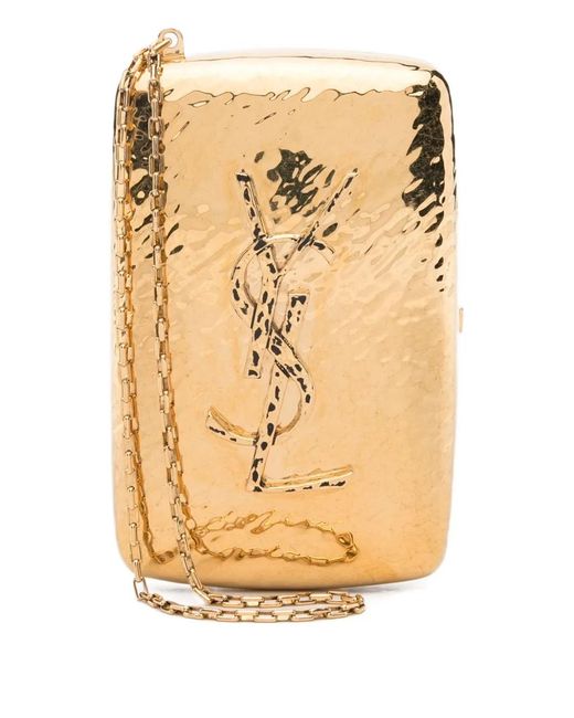 Saint Laurent Metallic Hammered-Logo Cigarette Case