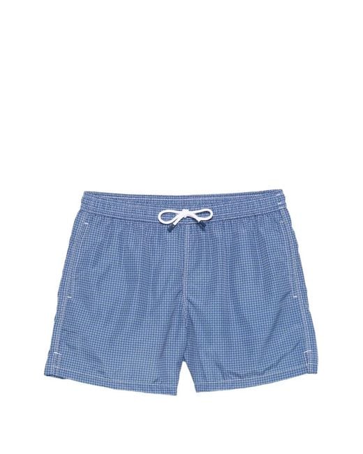 Fedeli Blue Patterned Swim Shorts for men