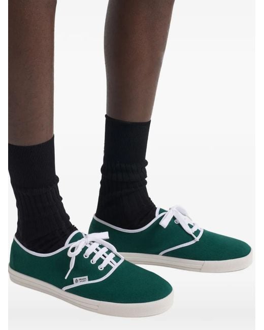 Prada Green Drill Fabric Sneakers for men