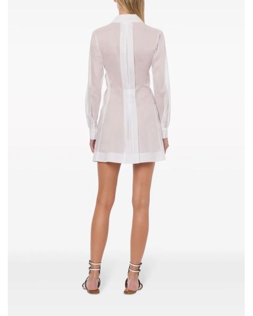 Alberta Ferretti White Draped Cotton Minidress
