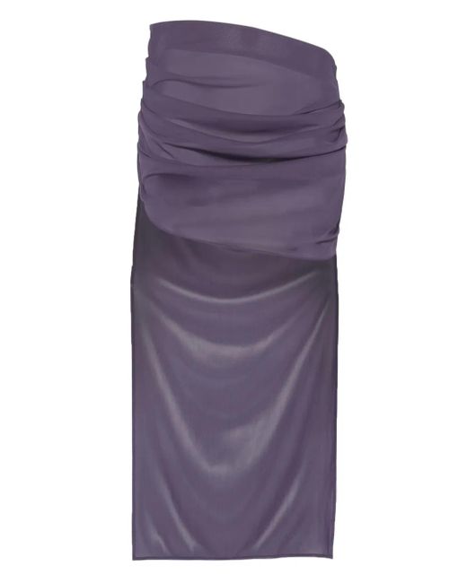 Alex Perry Gesmockte Mini-Rok Met Mesh in het Purple